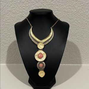 Lucky Brand Gold and Pink Statement Necklace